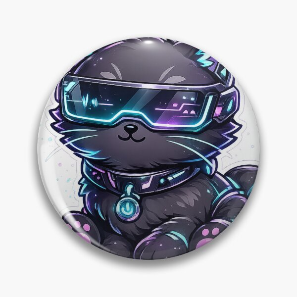 Item preview, Cyberpunk Neon Cat with VR Goggles Kawaii Die-Cut Sticker designed and sold by veerubusiness.