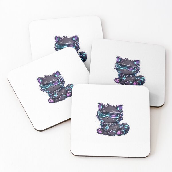 Item preview, Cyberpunk Neon Cat with VR Goggles Kawaii Die-Cut Sticker designed and sold by veerubusiness.