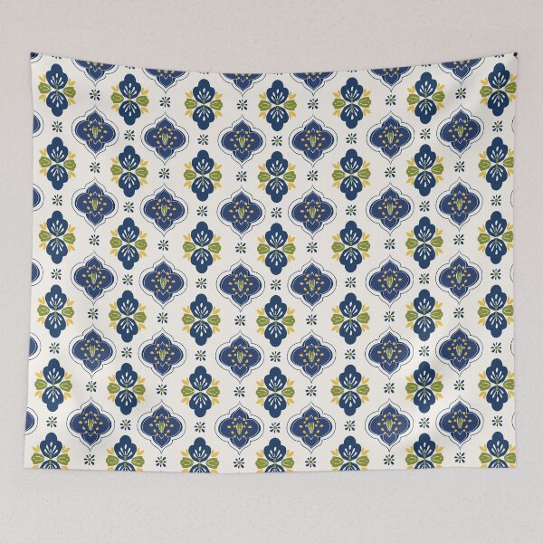 Item preview, Mediterranean Folk Floral Tile Pattern designed and sold by Little Wimbly.