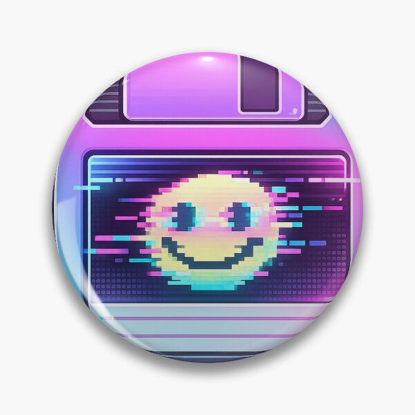 Item preview, Retro Glitch Smiley Floppy Disk Vaporwave Die-Cut Sticker designed and sold by veerubusiness.