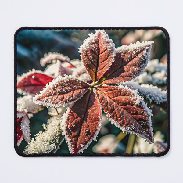 Item preview, Delicate Red Leaves with Sparkling Frost – Winter Morning Close-Up Nature designed and sold by zozo-shop.
