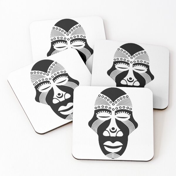 Item preview, Black and White African Warrior Mask – Ancestral Tribal Art, Fang Wisdom, Vector Graphic designed and sold by Keltoi-art.