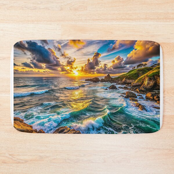 Item preview, Dramatic Golden Hour Seascape with Powerful Waves and Vibrant Sky designed and sold by zozo-shop.