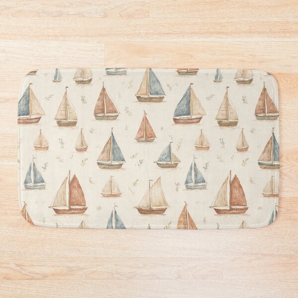 Item preview, Watercolor Sailboat Pattern | Vintage Nautical Coastal Design | Sailing Boats Seamless Print designed and sold by Bound for Wonder.