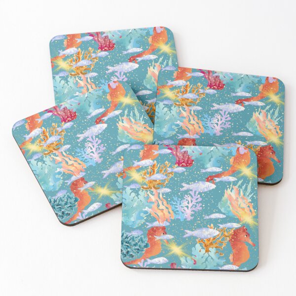 Item preview, Watercolor Underwater Coral Reef Pattern designed and sold by Extremeallie.