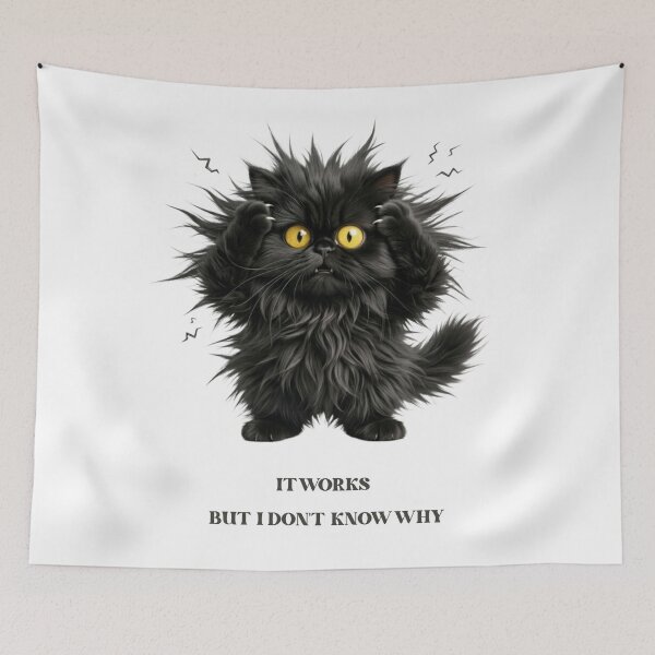 Item preview, Funny Programmer Gift It Works But I Don't Know Why Cat Humor Shirt designed and sold by Dev Mode.