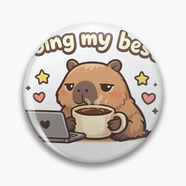 Item preview, Doing My Best Cute Capybara Coffee Laptop Sticker designed and sold by The Vibefy.
