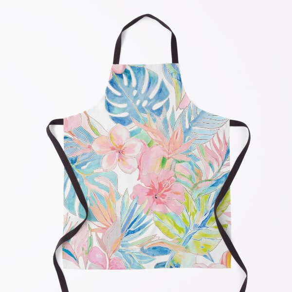 Item preview, Hawaiian Watercolor Floral n Foliage Pale Pink Blue designed and sold by PixDezines.
