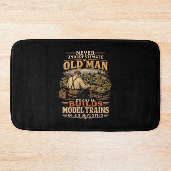 Item preview, Never Underestimate an Old Man Builds Model Trains Seventies  designed and sold by zoes-ink.