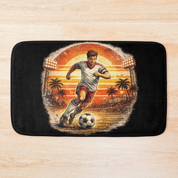 Item preview, Retro Soccer Player Dribbling Stadium Sunset – Vintage Comic Football Art | Soccer Player Gift designed and sold by irfanshikh.