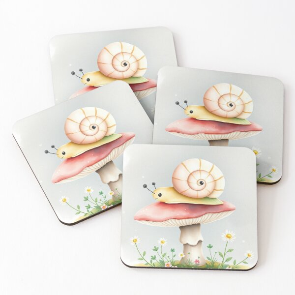 Item preview, Sweet Watercolor Snail on Woodland Mushroom designed and sold by Vida e Arte.