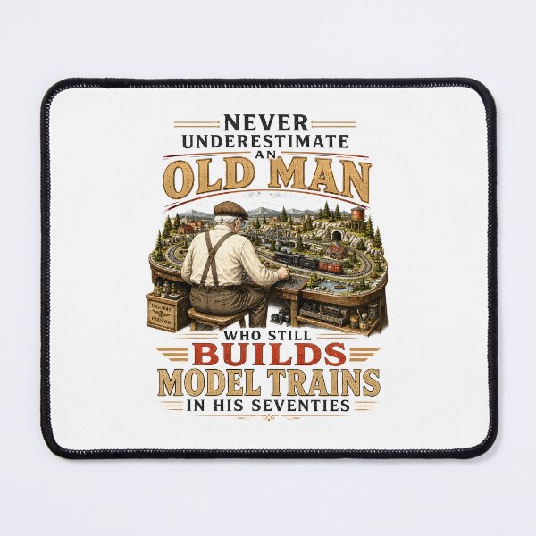 Item preview, Never Underestimate an Old Man Builds Model Trains Seventies designed and sold by zoes-ink.