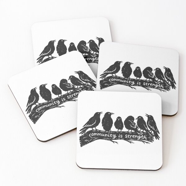 Item preview, Community is Strength Linocut Style Crows designed and sold by Hope & Riot.