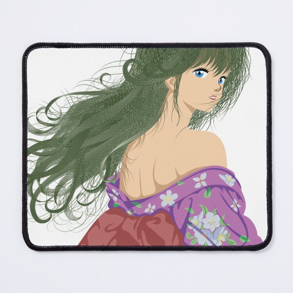 Item preview, Anime Girl Kimono Flowers Green Hair – Retro 80s Shōjo Yukata Vector Portrait designed and sold by Keltoi-art.