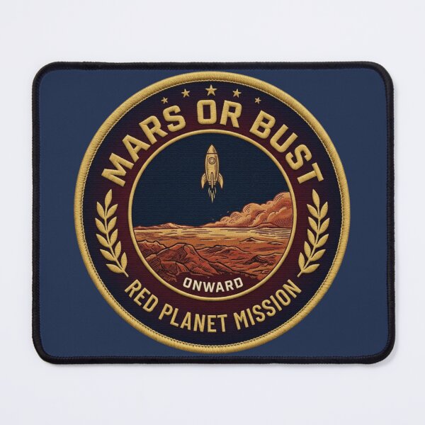 Item preview, Mars or Bust Vintage Space Mission Patch Red Planet designed and sold by CalmCapy Co.