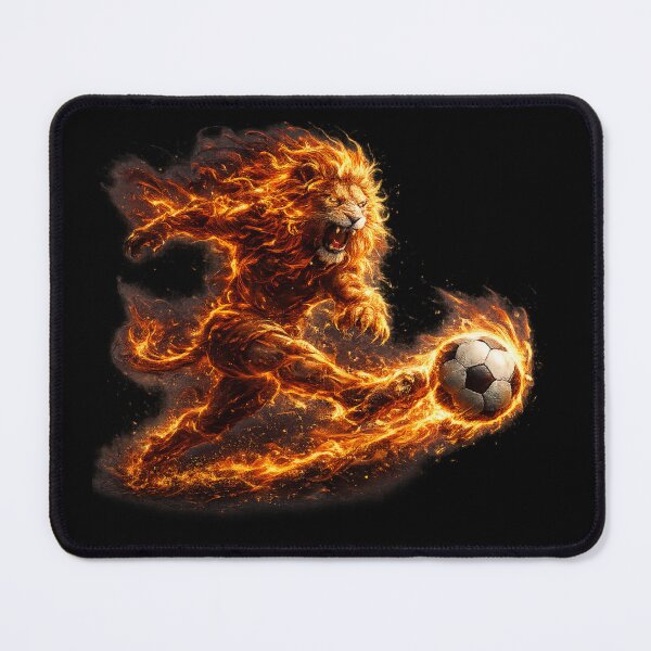 Item preview, Fierce Fire Lion Kicking Soccer Ball – Dramatic Flame Football Fantasy Art | Soccer Fan Gift designed and sold by irfanshikh.