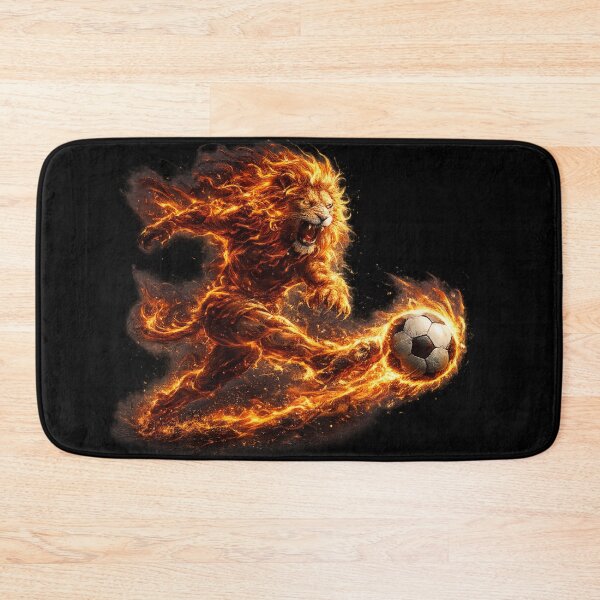 Item preview, Fierce Fire Lion Kicking Soccer Ball – Dramatic Flame Football Fantasy Art | Soccer Fan Gift designed and sold by irfanshikh.