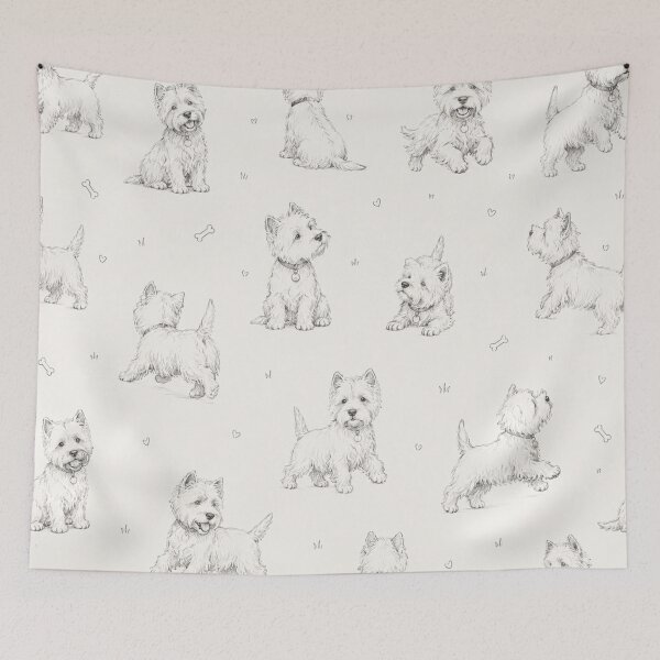 Item preview, Minimalist Westie Pattern, Hand Drawn West Highland Terrier Sketch, Pencil Dog Illustration, Westie Lover Design, Seamless Terrier Pattern designed and sold by KishShop.