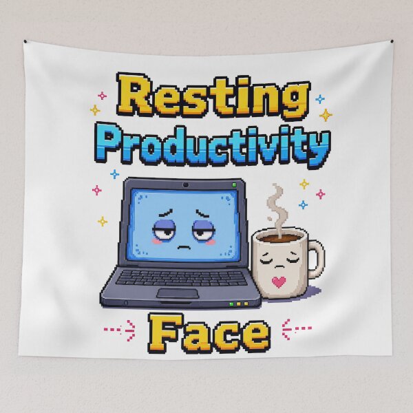 Item preview, Resting Productivity Face Retro Pixel Laptop designed and sold by DeePat77.