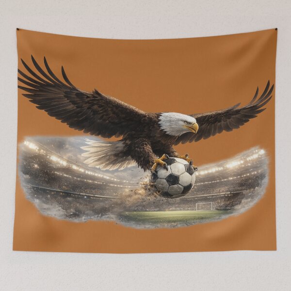 Item preview, Bald Eagle Gripping Soccer Ball Stadium – Powerful American Football Art | Eagle Soccer Gift designed and sold by irfanshikh.