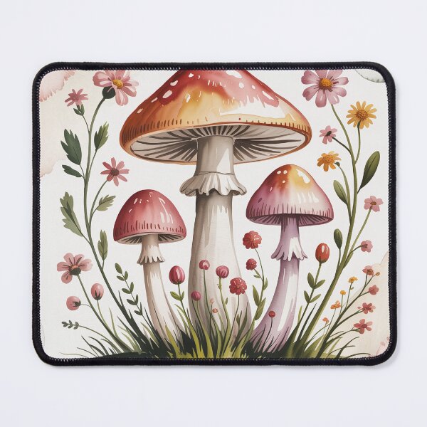 Item preview, Whimsical Mushroom & Wildflower Cluster – Cottagecore Watercolor Botanical Art designed and sold by Tamas Das.