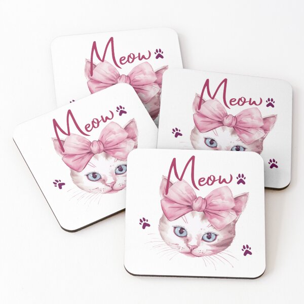 Item preview, Cute Pink Bow Kitten Meow Aesthetic Design designed and sold by Creative Printful Designs.