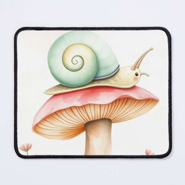 Item preview, Lovely Watercolor Snail on Giant Pink Mushroom designed and sold by Vida e Arte.