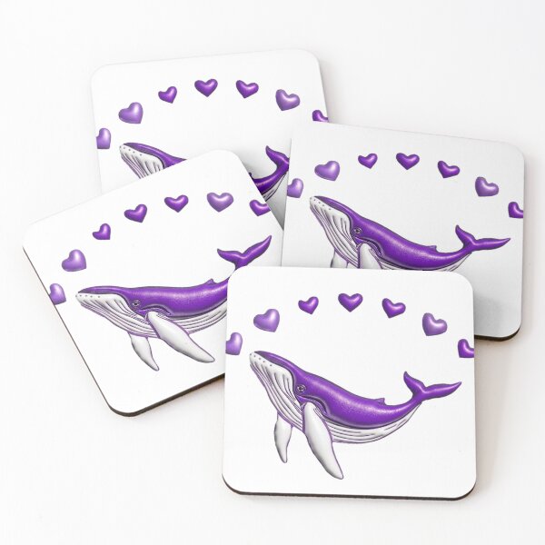 Item preview, Purple Whale Hearts Bioluminescent Art designed and sold by RakyLaky.