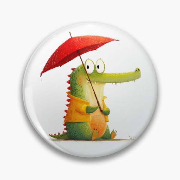 Item preview, Cute alligator with a red umbrella designed and sold by Baart72.