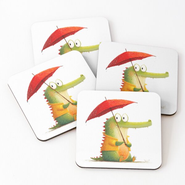 Item preview, Cute alligator with a red umbrella designed and sold by Baart72.