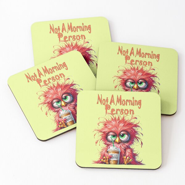 Item preview, Grumpy bird with coffee and text designed and sold by LoneAngel.