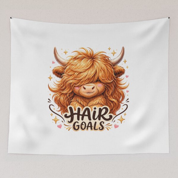 Item preview, Hair Goals Highland Cow | Cute Kawaii Scottish Cow with Fabulous Hair designed and sold by MarekoraStudio.