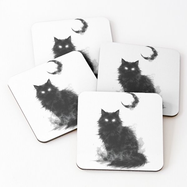 Item preview, Glowing Eyes Black Cat Under Crescent Moon designed and sold by Spiritualwall.