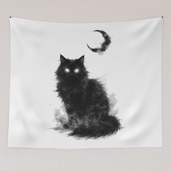 Item preview, Glowing Eyes Black Cat Under Crescent Moon designed and sold by Spiritualwall.