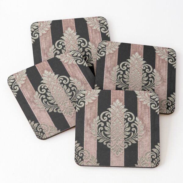 Item preview, Black & Mauve Striped Faux Crush Velvet Damask designed and sold by DesignsByPrnces.