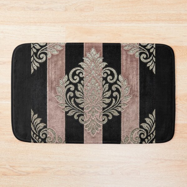 Item preview, Black & Mauve Striped Faux Crush Velvet Damask designed and sold by DesignsByPrnces.