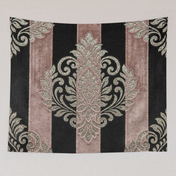 Item preview, Black & Mauve Striped Faux Crush Velvet Damask designed and sold by DesignsByPrnces.