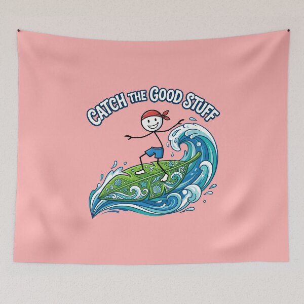 Item preview, Catch the Good Stuff | Coastal Breeze Stickman Summer Design designed and sold by Chroma Dreams .