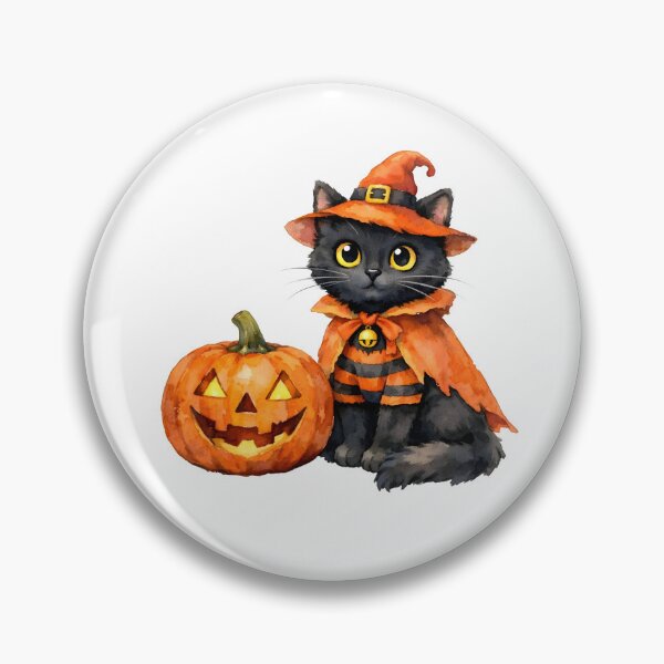 Item preview, Watercolor Halloween Black Cat and Jack-o-Lantern  designed and sold by silviaol.