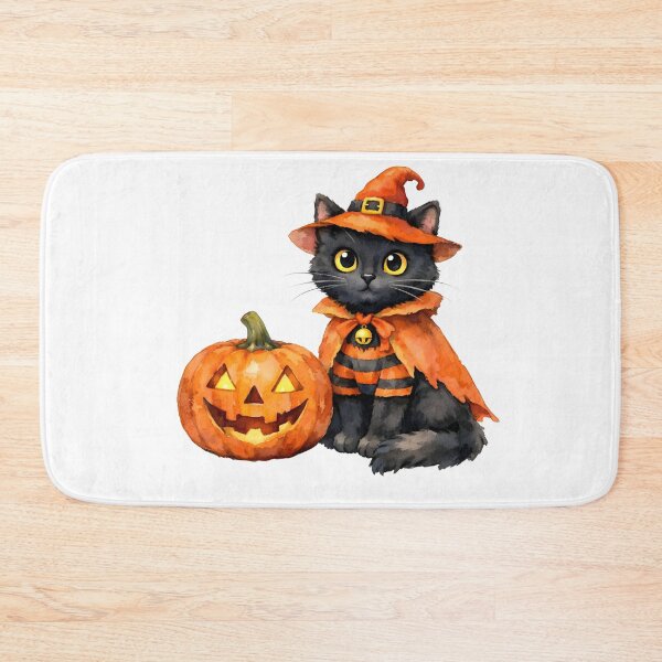 Item preview, Watercolor Halloween Black Cat and Jack-o-Lantern  designed and sold by silviaol.