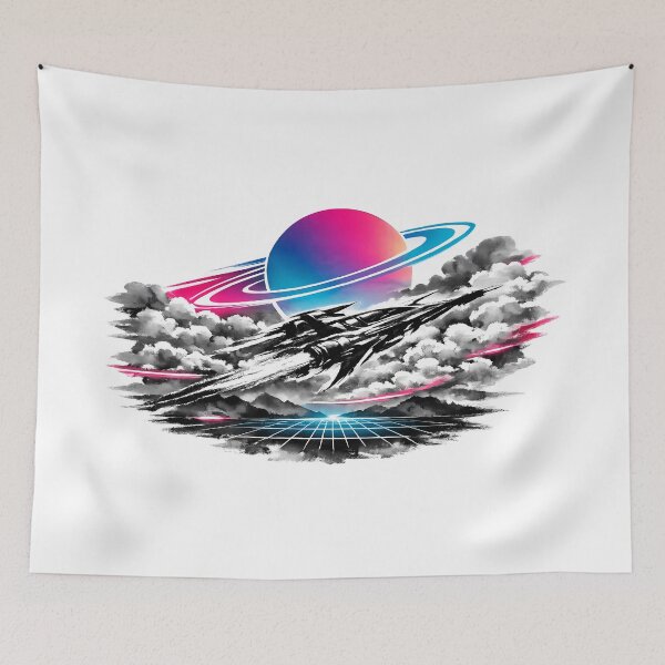Item preview, Synthwave Sumi-e Starship designed and sold by KungPowUnicorn.