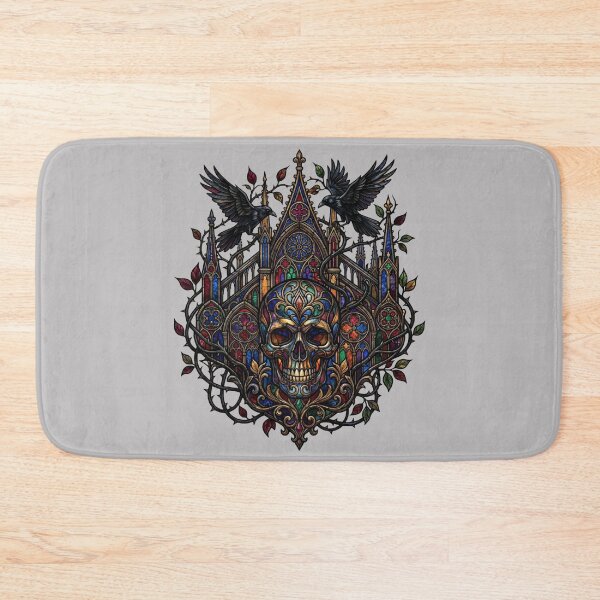 Item preview, Gothic Stained Glass Skull with Ravens designed and sold by David Mateo ArtWorks.