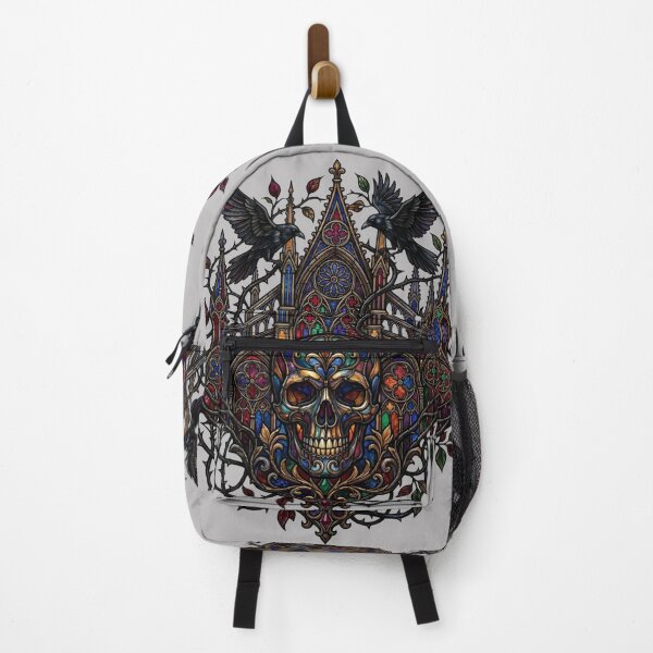 Item preview, Gothic Stained Glass Skull with Ravens designed and sold by David Mateo ArtWorks.