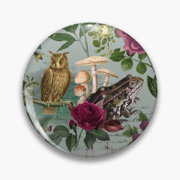 Item preview, Burgundy Flowers and Forest Nature Moody Goblincore Pattern - Teal  designed and sold by CanisArt.