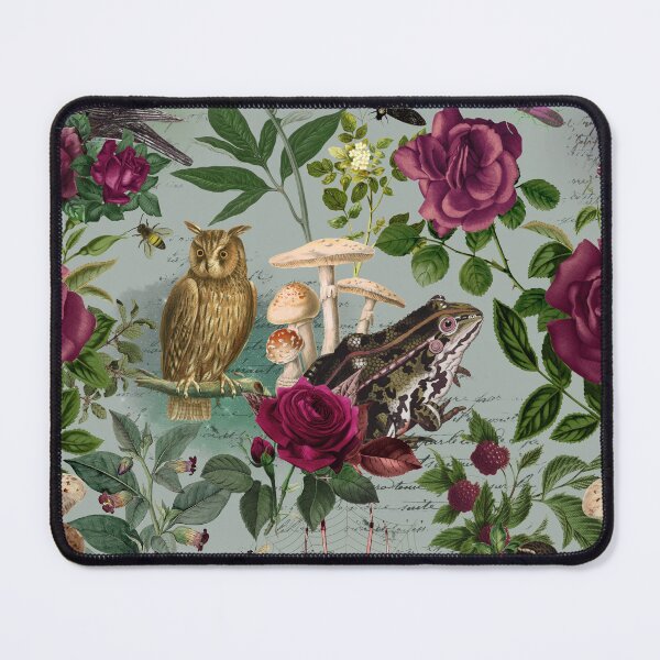 Item preview, Burgundy Flowers and Forest Nature Moody Goblincore Pattern - Teal  designed and sold by CanisArt.