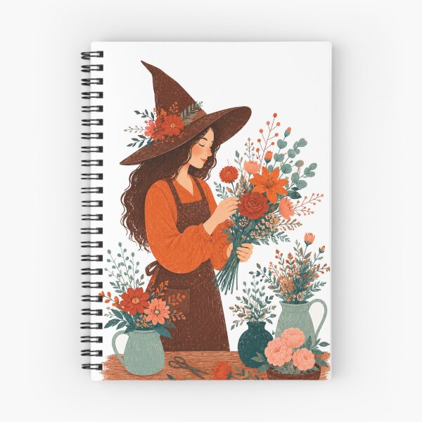 Item preview, Witch Florist Folk Art designed and sold by AtlantiqArt.