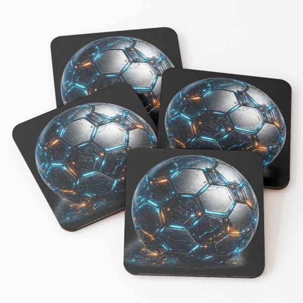 Item preview, Neon Tech Futuristic Soccer Ball Blue Orange Glow – Sci Fi Football Art | Soccer Fan Gift designed and sold by irfanshikh.
