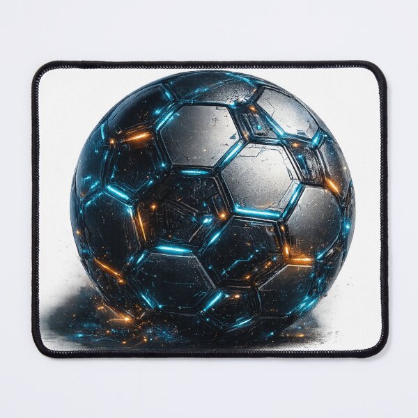 Item preview, Neon Tech Futuristic Soccer Ball Blue Orange Glow – Sci Fi Football Art | Soccer Fan Gift designed and sold by irfanshikh.