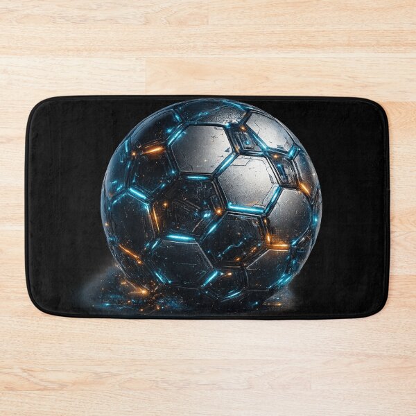 Item preview, Neon Tech Futuristic Soccer Ball Blue Orange Glow – Sci Fi Football Art | Soccer Fan Gift designed and sold by irfanshikh.