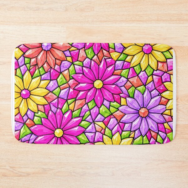 Item preview, Colorful Gem Floral Mosaic Pattern Stained Glass designed and sold by DjFreeq.